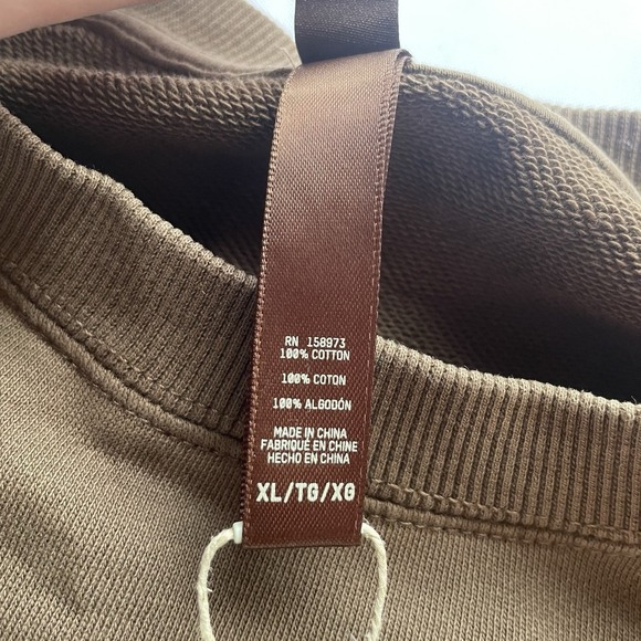 Skims Terry Fleece Relaxed Crewneck Sweater in Oxide Brown Tan Men's Size XL NWT - Picture 7 of 8